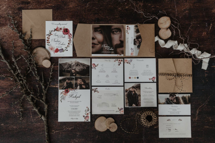 Hochzeitspapeterie Hochzeitseinladungen Kraftpapier Pocketmappen